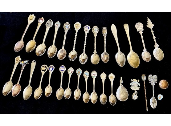 Large Lot Of Souvenir Serving Spoons From Various Countries