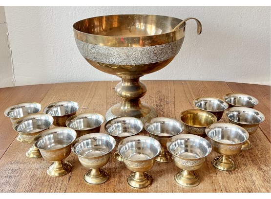 Brass Punch Bowl And Cups
