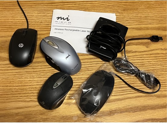 Misc. Computer Mouse Lot Incl. Mi Micro Innovations Mouse, Lenovo, And More