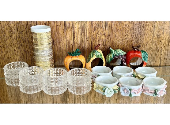 (4) Assorted Style Napkin Ring Sets