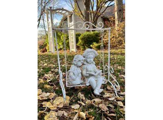 Adorable Metal And Ceramic Kid's On Swing