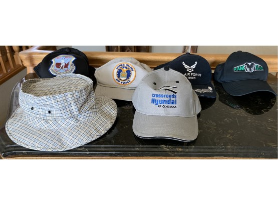 Collection Of 6 Mens Hats Inc Air Force, Rivet Mile And More