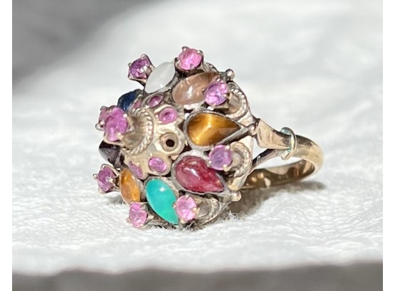 Ring With Multi-colored Stones, Size 5.5