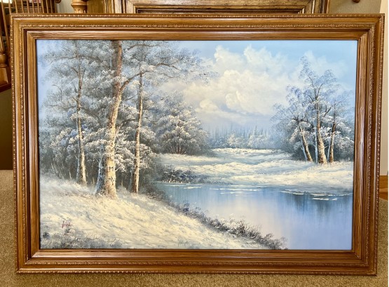 Gorgeous Large Original Signed Painting In Nice Wooden Frame