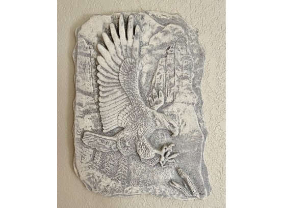 Eagle Wall Plaque, 14 X 10, Plaster With Sandstone Finish