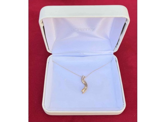 10k Yellow Gold Pendant With Diamond Necklace From JC Penny