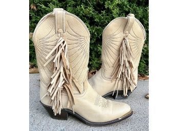 Tan Fringed Cowboy Boots Size 6M