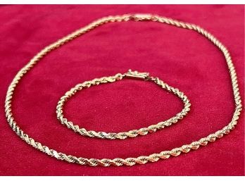 14k Gold Chain And Matching 14k Gold Bracelet