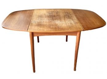 Mid Century Modern Teak Oval Drop Leaf Table