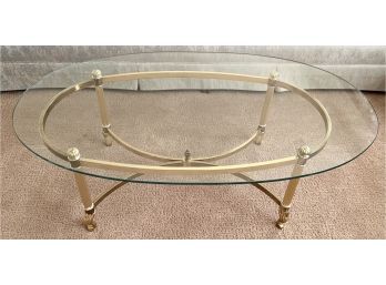 Glass Topped Oval Coffee Table