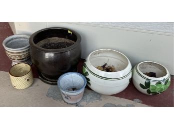 Six Ceramic Flower Pots