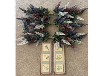 3 Really Pretty Swags Made Of Dried Flowers & 2 Plaques