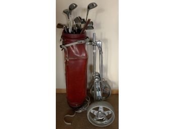Golf Clubs 3 Browning 1,3,5- 8 Wilson Clubs, 1 King 207 Putter W Stand And Wheels