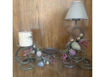 Cast Iron Candle Holder And Candle Lamp Faux Fruits