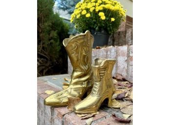 (2) Brass Decorative Boots
