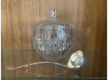 Crystal Lidded Bowl With Silver Plated Ladle From Italy