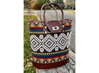 Leather And Embroidered Guatemalan Purse