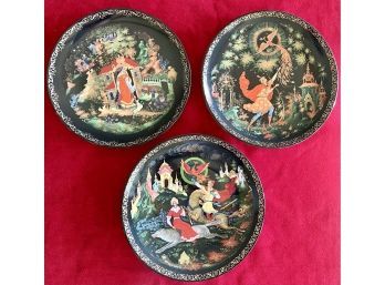3 Vintage 8 In Russian Fairy Tale Collection Plates
