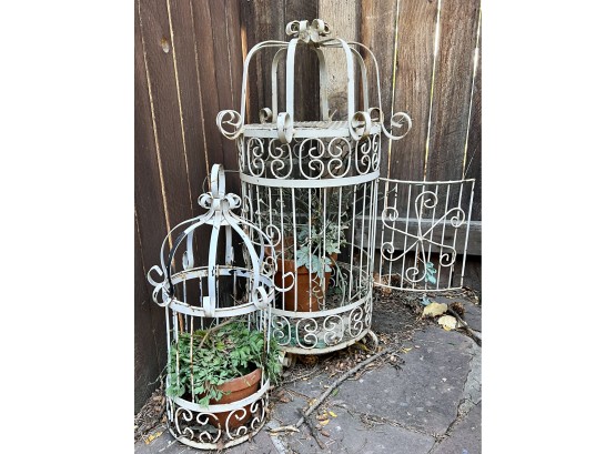 White Metal Bird Cages For Restoration Or Projects