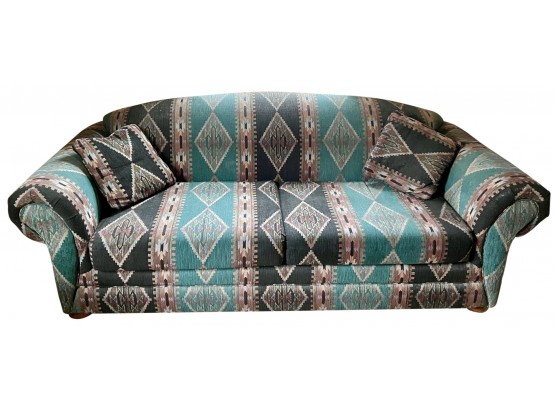 Green Simmons Southwestern Pattern Upholstery Couch