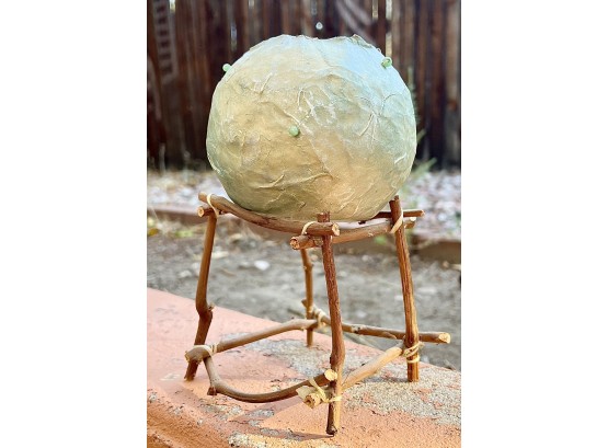 Paper Mache Globe Vessel On Stand Made Of Sticks