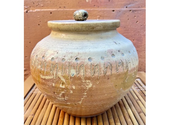Signed Ceramic Lidded Vase