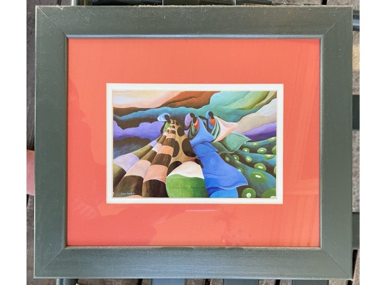 Colorful Ivey Hayes Framed Painting Of Three Women