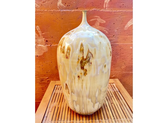 Signed Marbled Ceramic Bud Vase