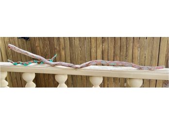 Two Hand Painted Carved Wooden Snakes