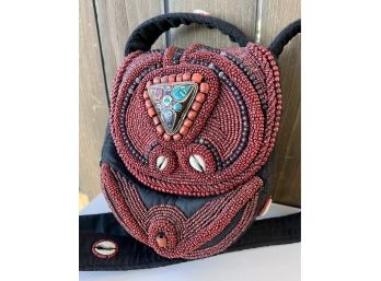 Wonderful Hand Beaded Purse With Seashell Accents