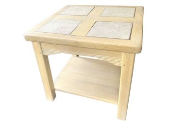 Solid Wood Size Table With Inlaid Tile