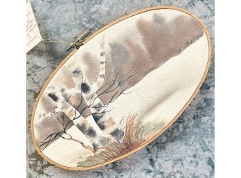 'Winter Birch' Small Hand Painted Wall Hanging By La Veta R Luther