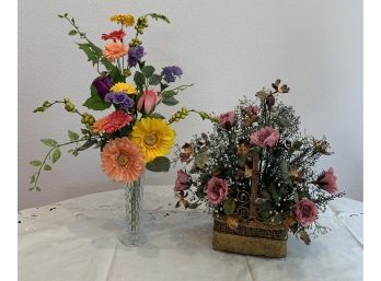 Lot Of 2 Faux Flowers Arrangements