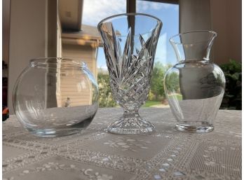 Lot Of 2 Glass Bowls & Crystal Vase