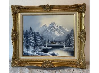 Winter Mountain Scene On Canvas By P.Klaus