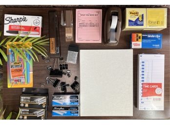 Lot Of Office Supplies Including Mechanical Pencils, While You Were Out Cards, Staplers And More