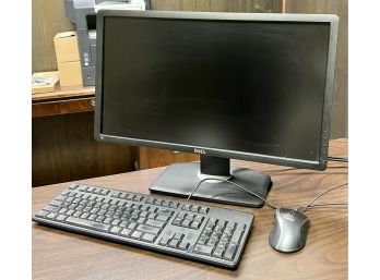 Dell Flat Panel Adjustable Monitor With Dell Keyboard And Logitech Mouse