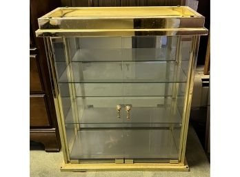 Glass And Gold Toned Metal Cabinet