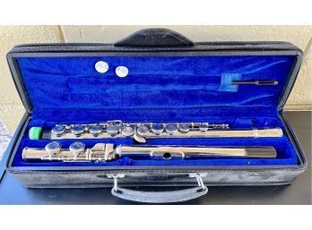 Silver Toned Metal Flute In Case