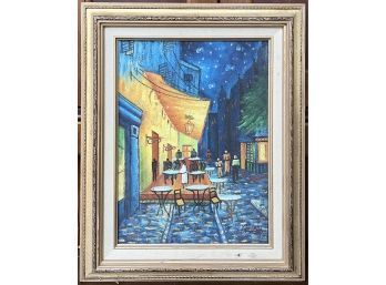 Framed And Signed Original Painting Of Night Time Alleyway Scene