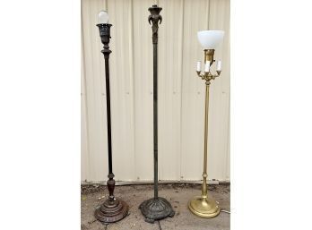 Three Floor Lamps One From Quoizel, One From Rembrant Lamps, One Unmarked