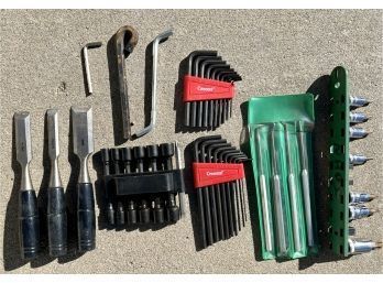 Misc Lot Of Tools Including Allen Wrench Set  And Socket Wrench Set