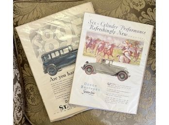 Two Vintage Dodge Brothers Ad Prints, The Saturday Evening Post Ad And Dodge Brothers Senior Line