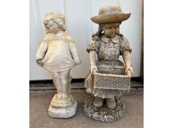 Two Garden Figures, One Stone One Resin