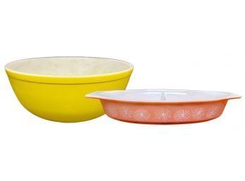 Two Colorful Pyrex Dishes