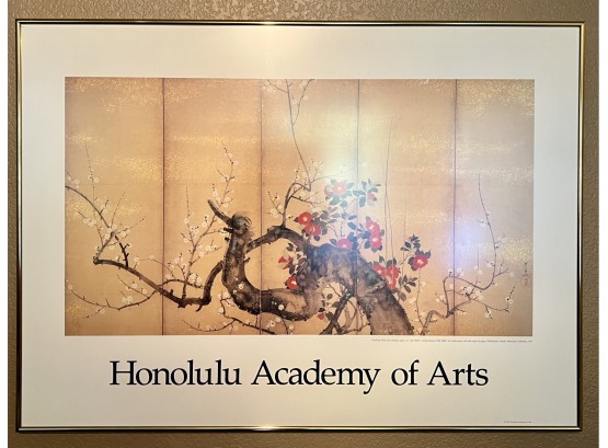 Honolulu  Academy Of Arts Vintage 1985 Poster Featuring Japanese Six Fold Screen