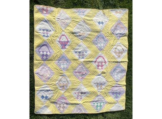 Handmade Quilt With Basket Patterns