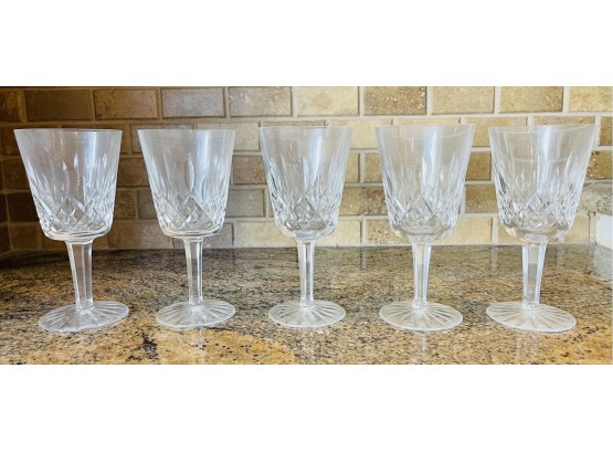 5 Waterford Wine Glasses 7'