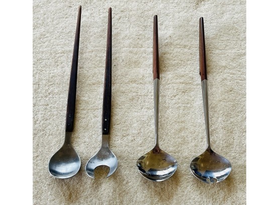 4 Pc MCM Serving Pieces With Wood Handles