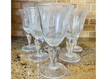 7 Blown Glass Heavy Wine Goblets